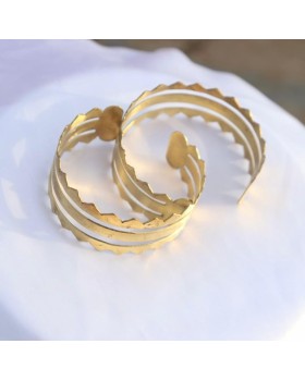 Brass liner embossed cuff bangle.